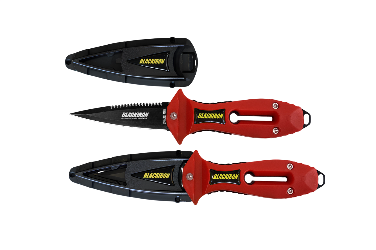 Mertsub Black Iron Pro Teflon Dalış Bıçağı-Kırmızı