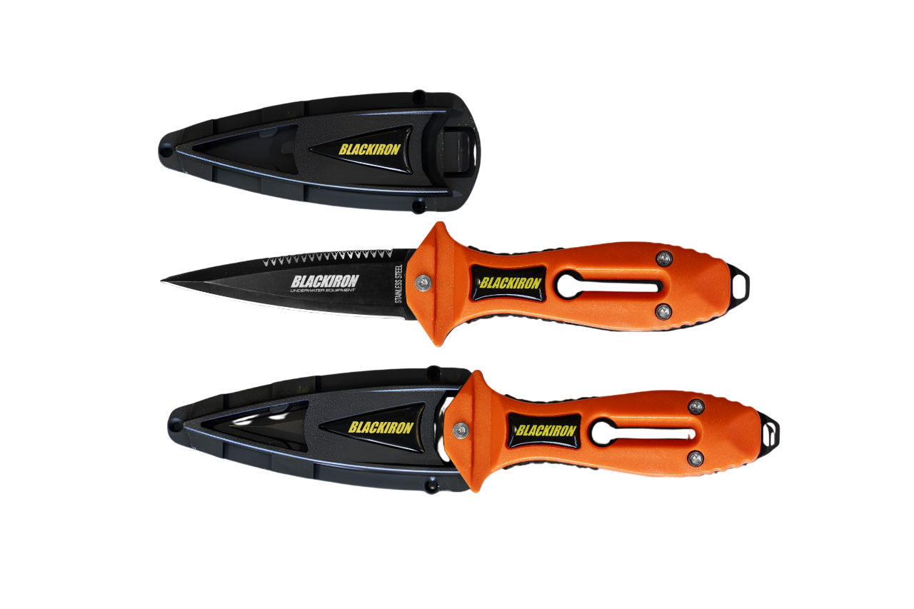 Mertsub Black Iron Pro Teflon Dalış Bıçağı-Turuncu