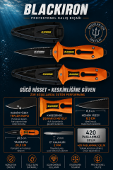 Mertsub Black Iron Pro Teflon Dalış Bıçağı-Turuncu
