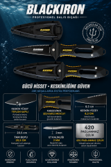 Mertsub Black Iron Pro Teflon Dalış Bıçağı-Siyah
